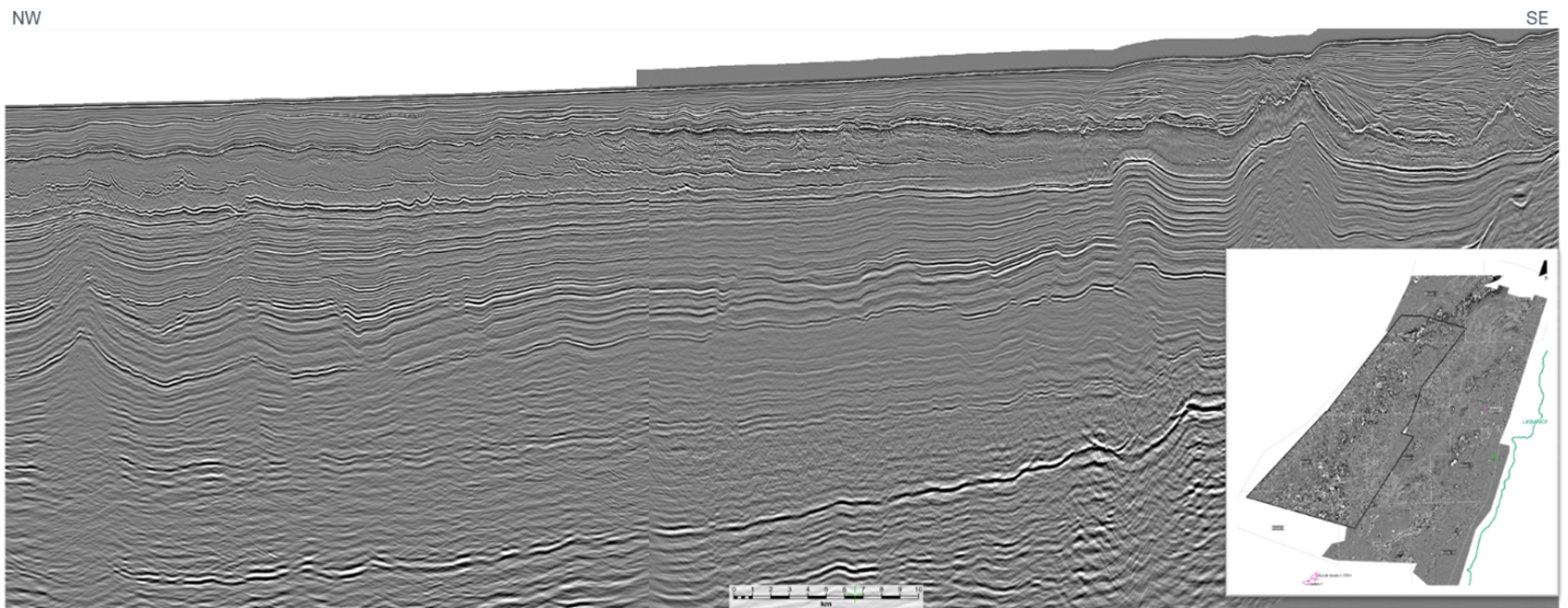 NW_SE line crossing the two 3D surveys